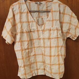 Madewell Peach Plaid Blouse